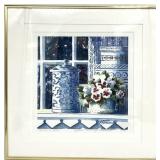 Janet Francoeur Signed Pansies in Blue Art Print