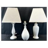 3 White Table Lamps