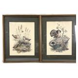 2pc James Leland Lockhart Wildlife Art Prints