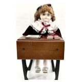 Vintage Porcelain Doll in School Desk