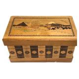 Vintage Japanese Wood Inlay Puzzle Box