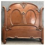 Antique Victorian Walnut High Back Bed