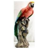Extra Large Macaw Parrot on Stump Statue, 28in H