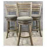 3 Grey Swivel Barstools