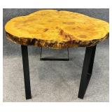 Handmade Live Edge Burl Wood Side Table