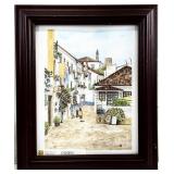Portugal Village Scene Watercolor Art Print