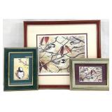 3pc Robin Naomi Rogers Bird Art Prints