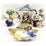 4pc Fitz & Floyd Gooseberry Lane Teapot & More