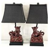 2 Chinoiserie Foo Dog Figural Lamps