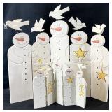 2pc Large & Small Dept 56 Snowmen Folding Screens