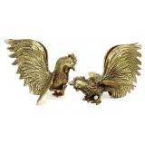 1950s Brass Fighting Roosters