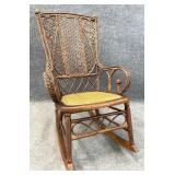 Scrollwork Woven Wicker Rocking Chair