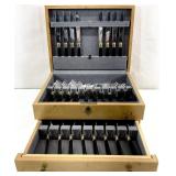 Reed & Barton Black & Gold Stainless Flatware Set