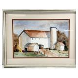 Signed Original Barn Watercolor Painting
