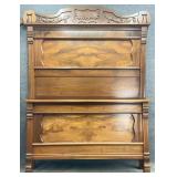 Antique Victorian Walnut High Back Bed