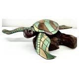 Handcrafted Mahogany Wood Sea Turtle Sculpture