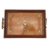 Vintage Wooden Tray w/ Painted Floral Design