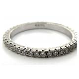Sterling Clear Stone Eternity Band Ring,Sz 7