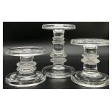 3 Glass Pillar / Taper Candle Holders