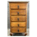 Petite Antique Oak Five Drawer Chest