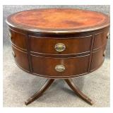 Leather Top Drum Table