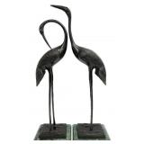 2 Bombay Co. Bronze Crane Statues