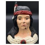 Vintage Cast Iron Native American Bust Statue