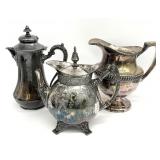 3pc Silver Plate Teapot, Chocolate Pot & Pitcher