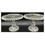 2 Antique McKee Swirl and Ball Round Cake Stands