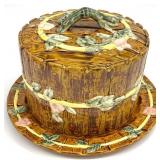 Vtg George Jones Majolica Reproduction Cheese Dome