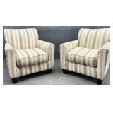 Pair Ashley Striped Upholstered Club Chairs