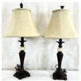 Pair of Faux Alabaster Accented Table Lamps