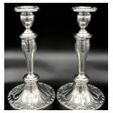 2pc Gorham Chantilly Candlesticks, Silverplate