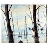 Oil on Canvas Ducks In Forest