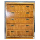 Bassett Oak Campaign Style Chest of Drawers