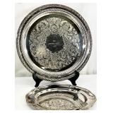 2pc Sterling Silver Serving Trays
