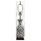 Heyward House Chinoiserie Flame Stitch Lamp