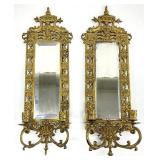 2 Antique Gilt Bronze Girandole Sconce Mirrors