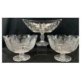 3pc Crystal Centerpiece Bowls / Pedestal Bowls