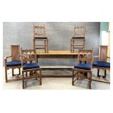 Carved Antique Oak Table w/ 6 Chairs