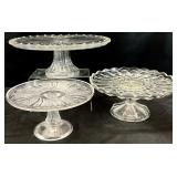 3 Vintage Glass Cake Stands