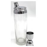 Vintage Glass Cocktail Shaker & Jigger Barware