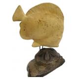 Leather Wrapped Fish Sculpture
