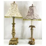 Pair Patterned Shade Table Lamps