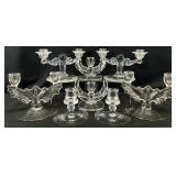 4 Pairs Vintage Glass Candlesticks