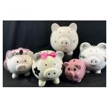 5 Ceramic Piggy Banks
