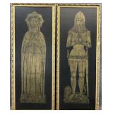 Pair XL Medieval English Brass Rubbing Style