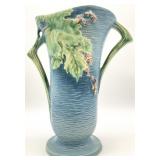 Roseville Pottery Large Bushberry Blue Vase 38-12
