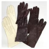 3 Pair Ladies Vintage Leather Gloves