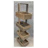 Faux Wicker 4-Tier Basket Floor Standing
